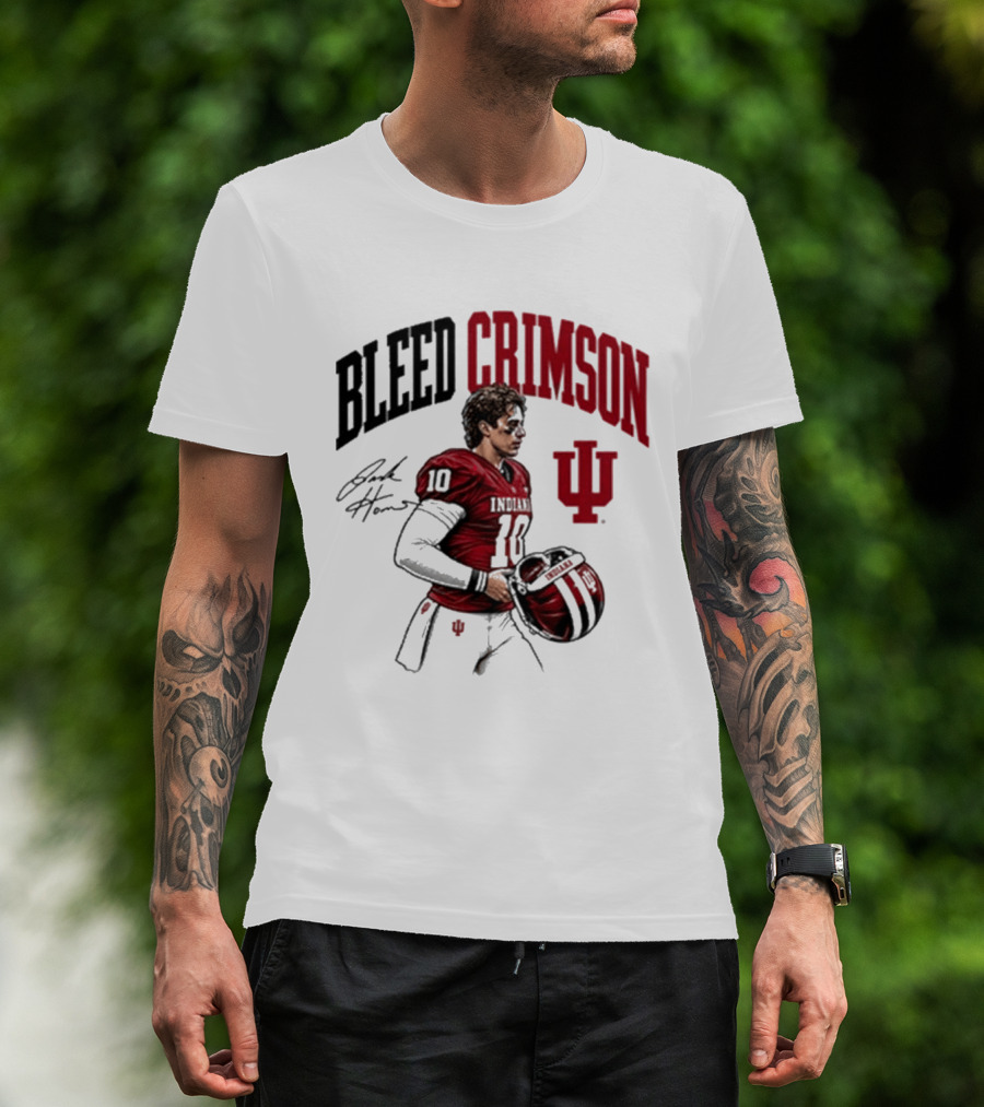 Bleed Crimson IU Football Number 10 Player Signature T-Shirt
