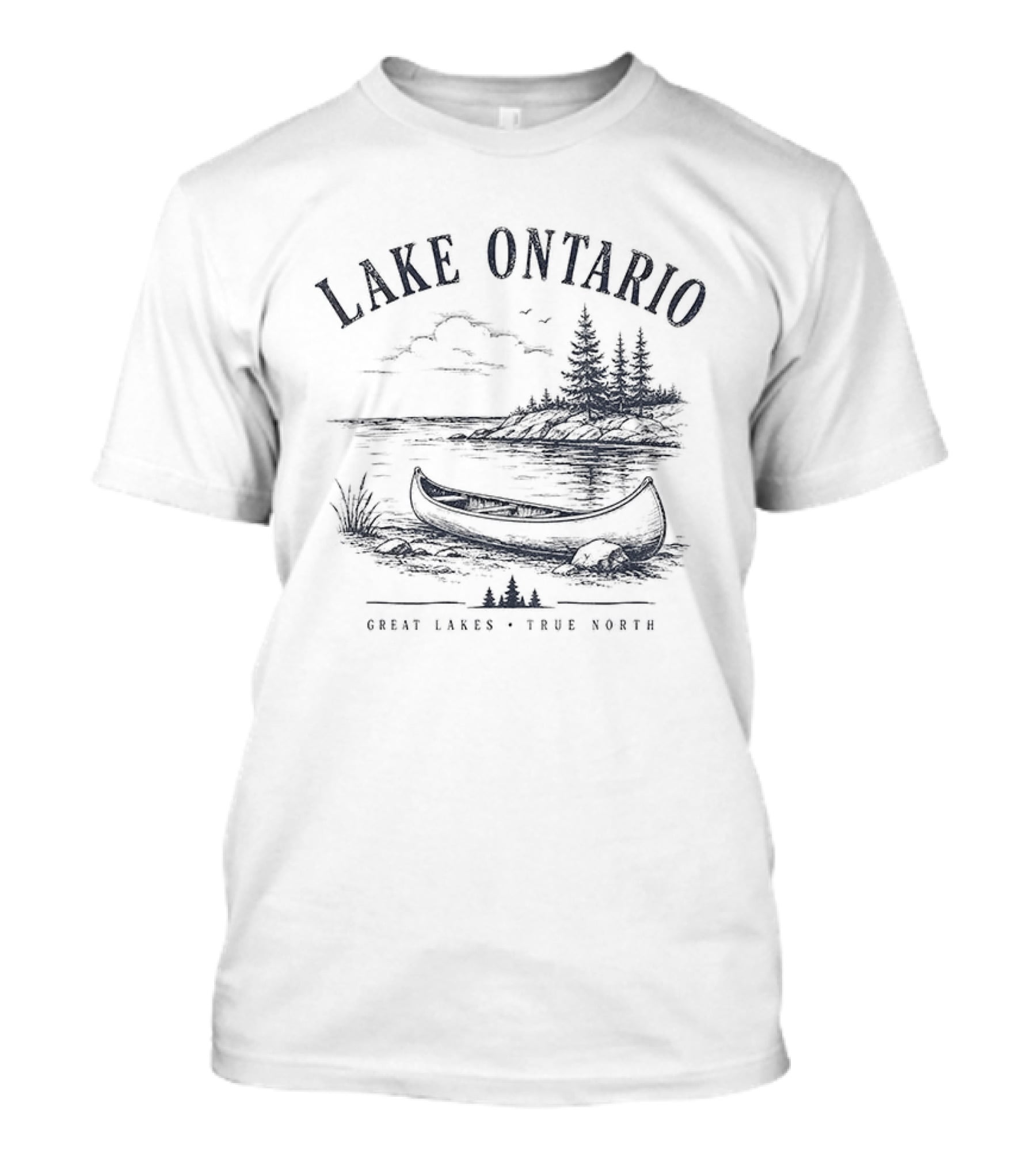 Lake Ontario Great Lakes True North Scenic Canoe And Pines T-Shirt