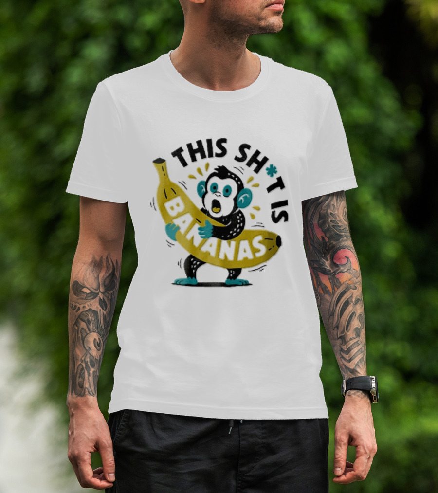 This Shit Is Bananas Surprised Monkey Holding Giant Fruit T-Shirt