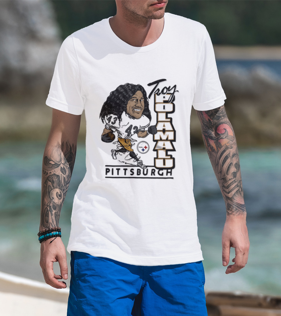 Troy Polamalu Pittsburgh Steelers 43 Caricature T-Shirt