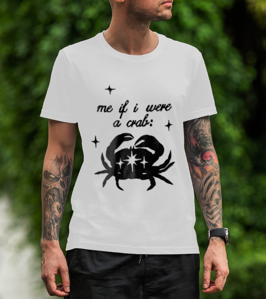 Me If I Were A Crab Crustacean Sparkles Silhouette Four Point Stars T-Shirt