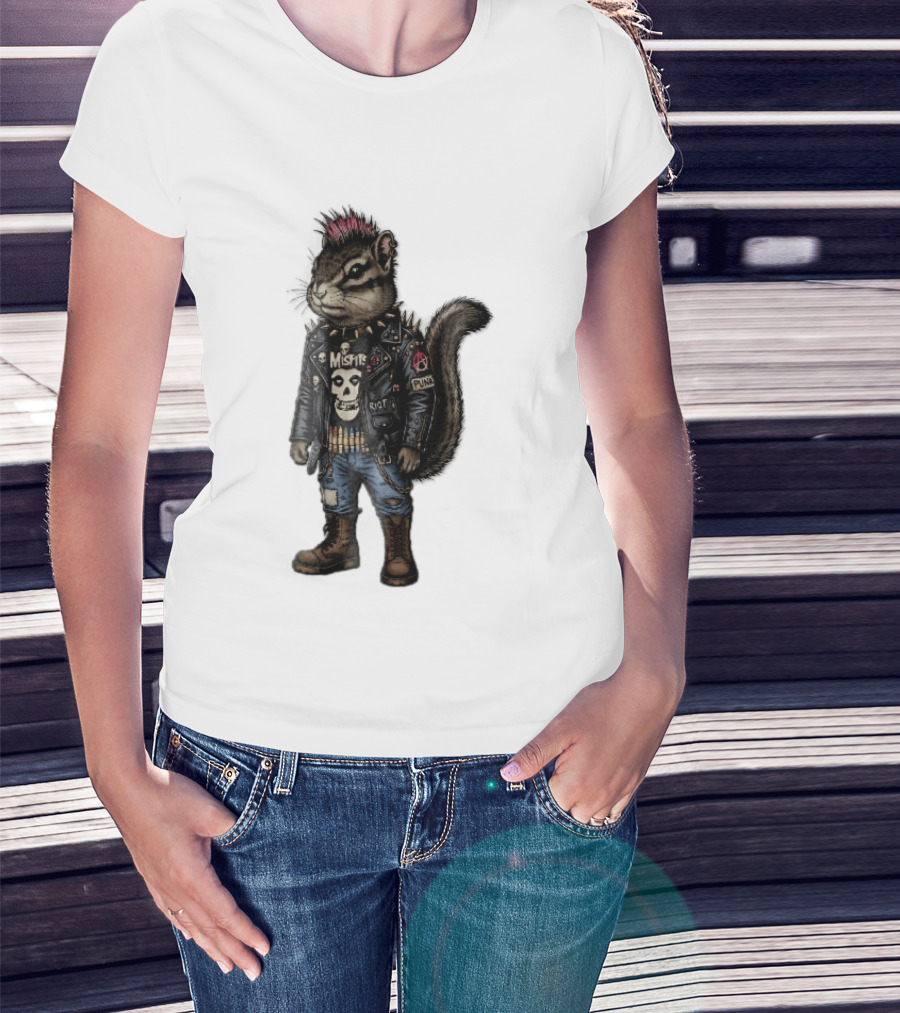Misfits Chipmunk Riot Punk Pink Mohawk Leather Jacket Boots T-Shirt