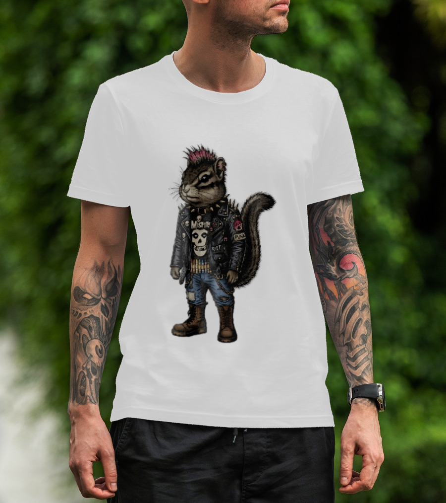 Misfits Chipmunk Riot Punk Pink Mohawk Leather Jacket Boots T-Shirt