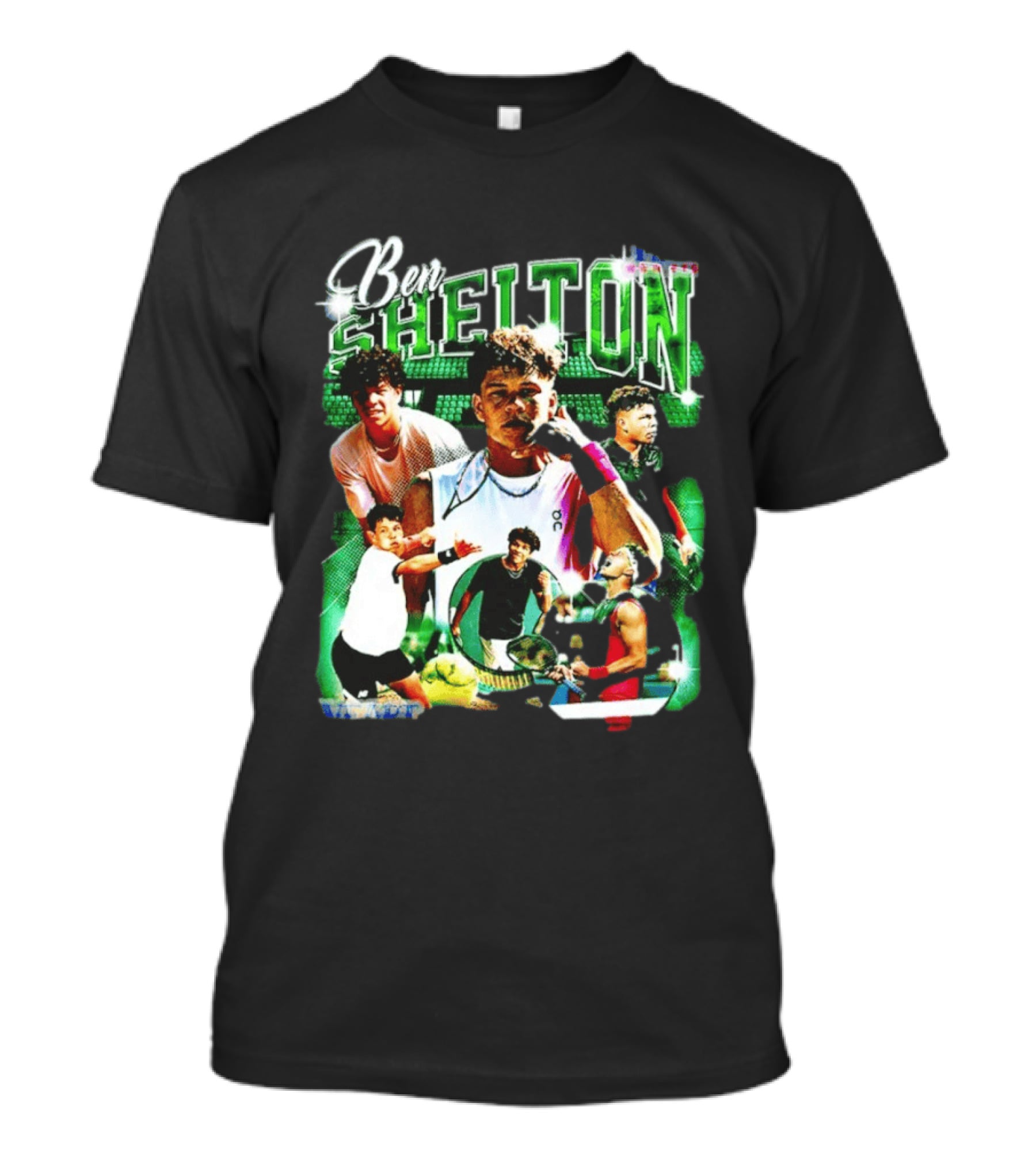 Ben Shelton Tennis Champions Green Collage T-Shirt