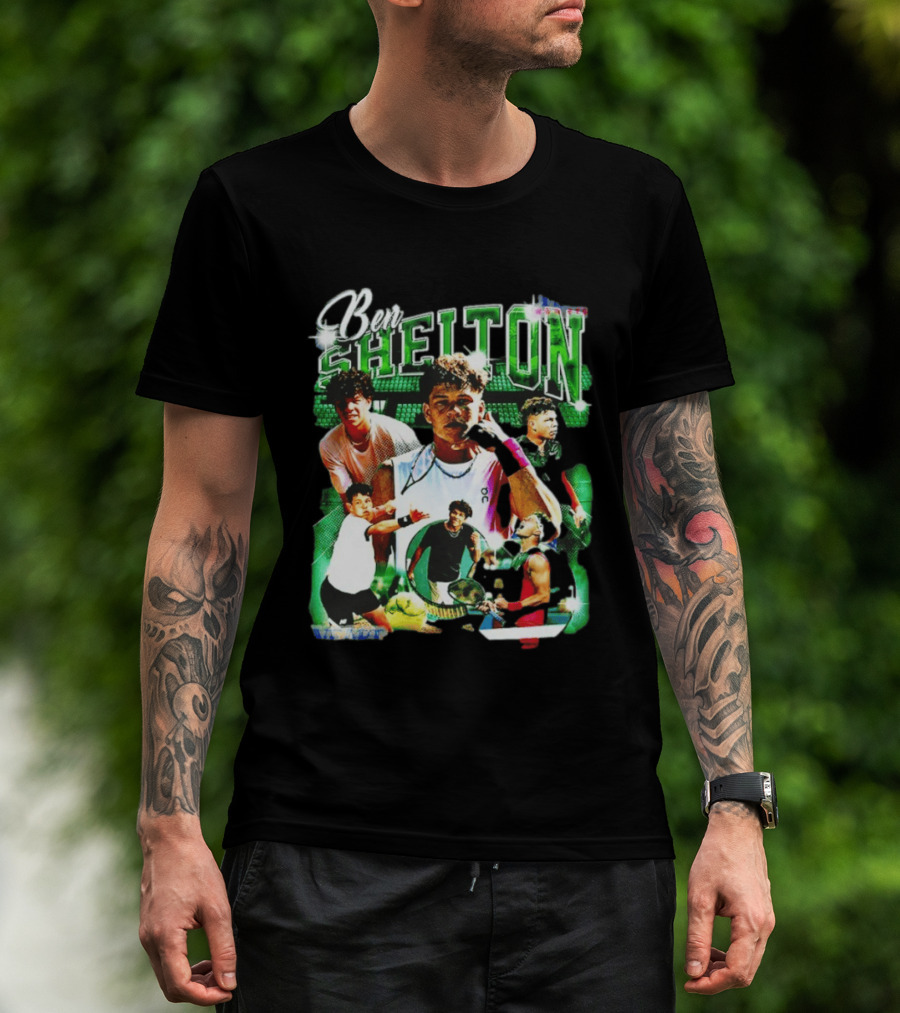 Ben Shelton Tennis Champions Green Collage T-Shirt