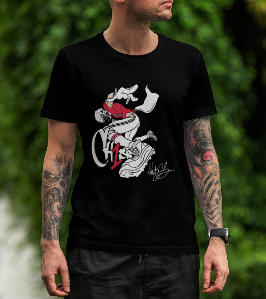 C1n Cam Newton New England Patriots Fisheye Cleat Cartoon Line T-Shirt