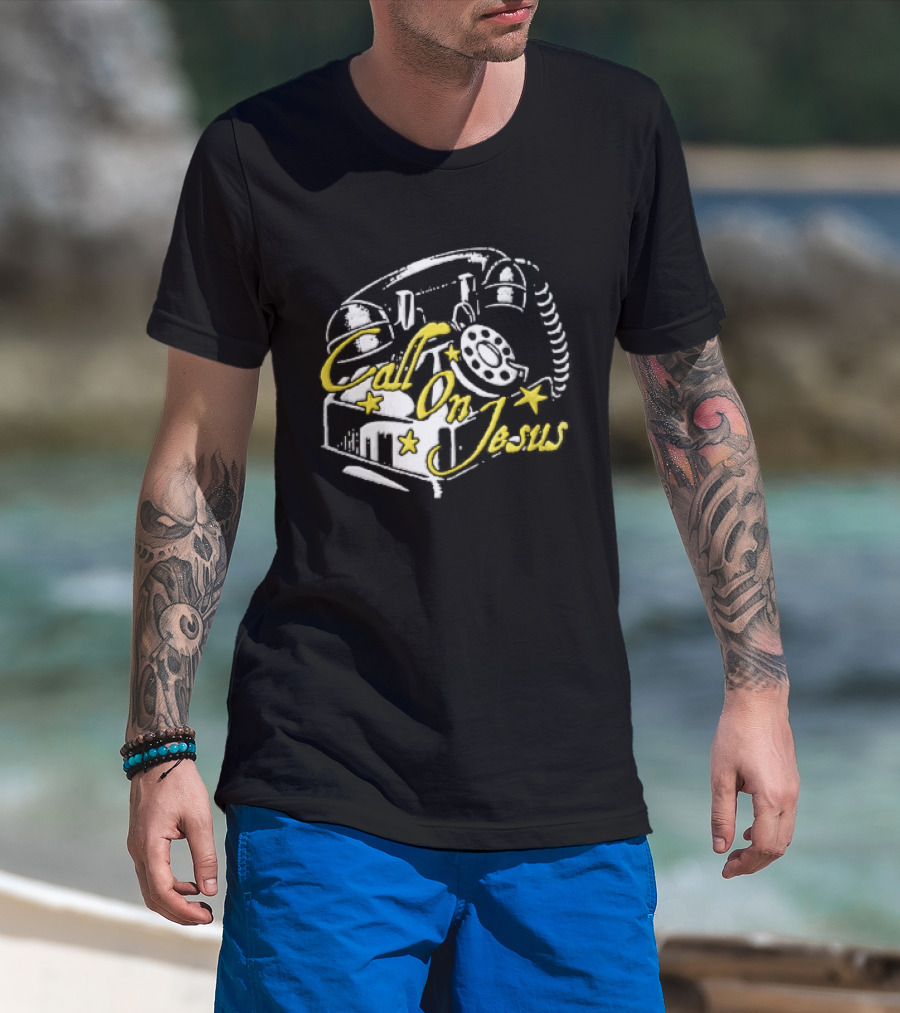 Call On Jesus Rotary Telephone Yellow Stars T-Shirt