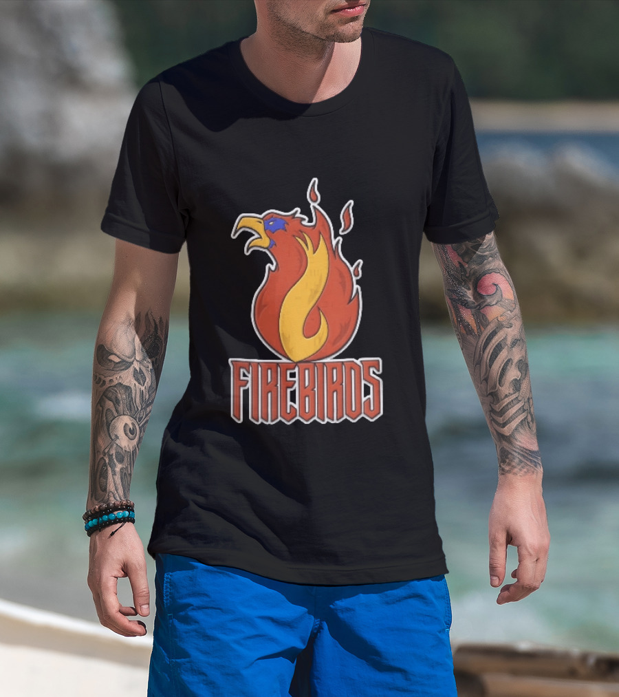 Firebirds Flaming Phoenix Head Flame Cartoon T-Shirt