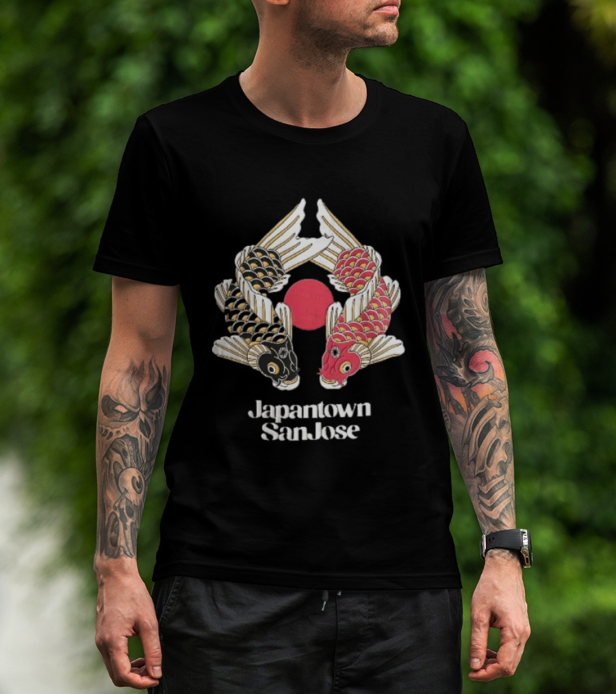 Japantown San Jose Two Koi Fish Red Sun T-Shirt