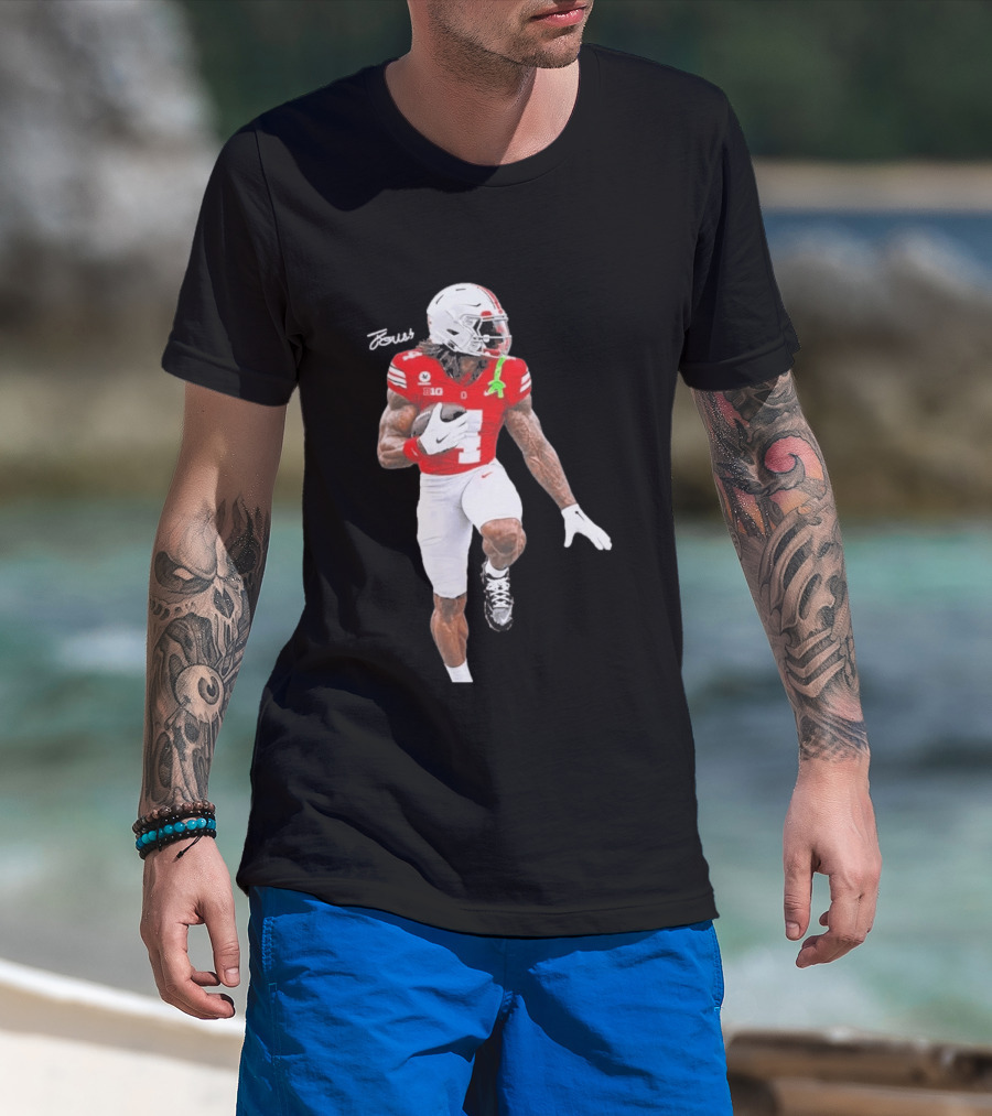 Jeremiah Smith Ohio State Heisman Candidate Football Player Jersey Four T-Shirt