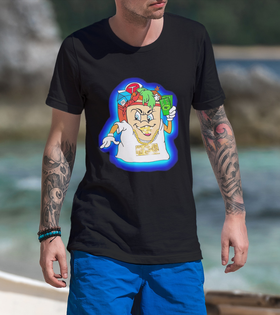 H E Buddy Bud Bucks Character Holding Bud Buck Bills And Wearing Gold Chain With Bling H E B T-Shirt