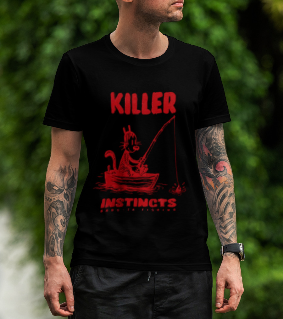 Killer Instincts Fishing Cat In A Boat T-Shirt