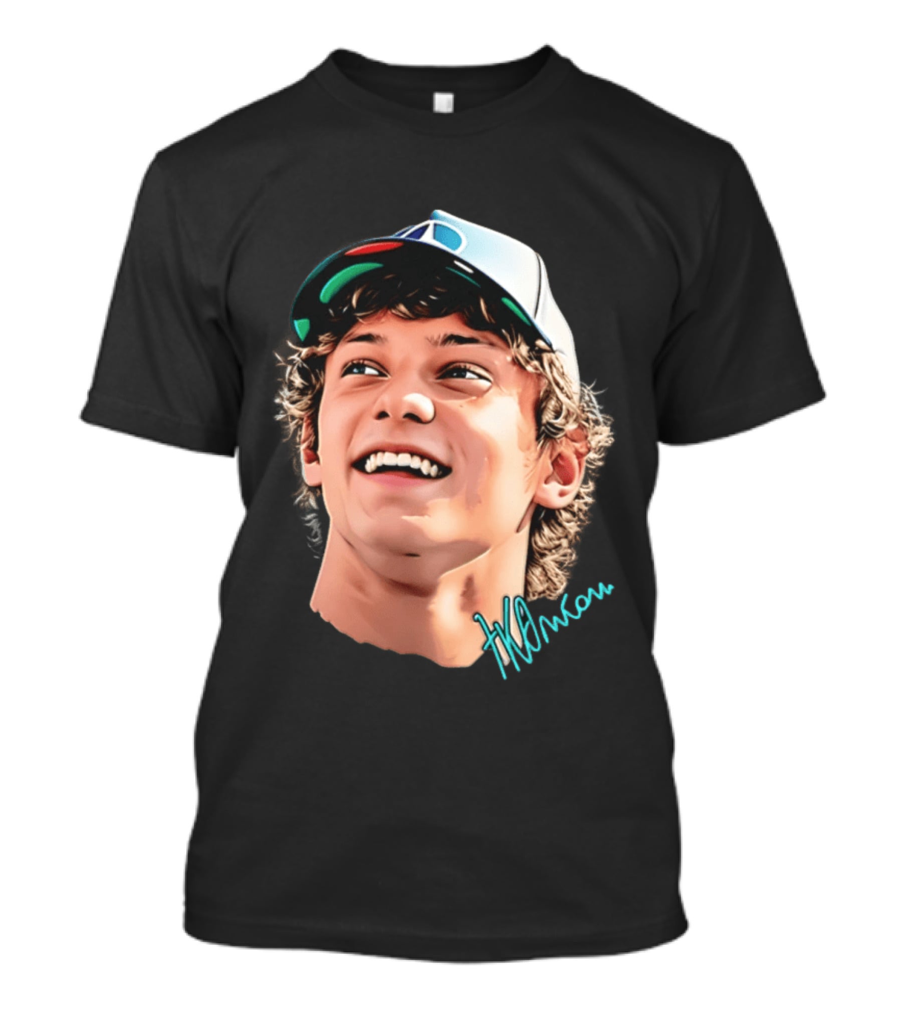 Kimi Antonelli F1 Team Smiley Big Head Signature Cap Racing T-Shirt