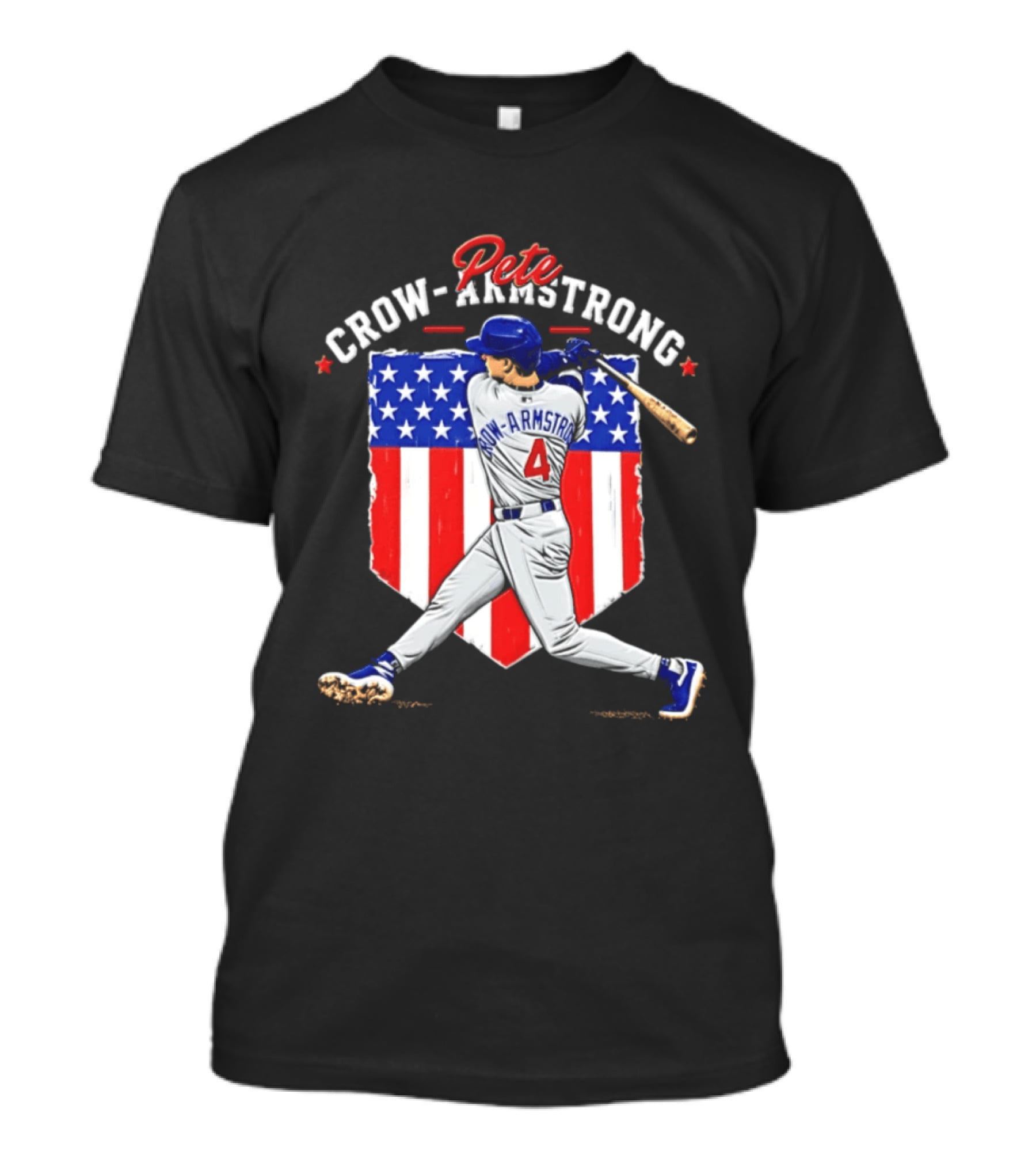 Pete Crow Armstrong Chicago Cubs Baseball 4 American Flag 2026 T-Shirt