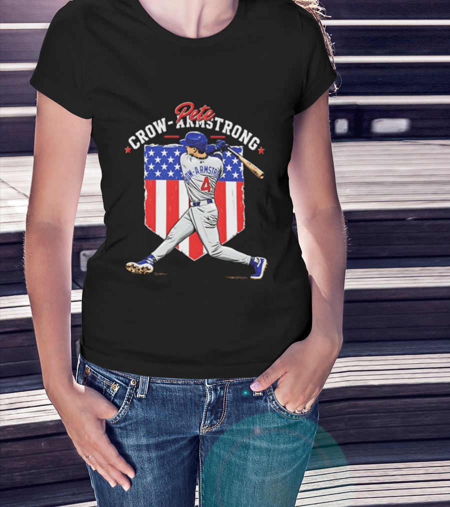 Pete Crow Armstrong Chicago Cubs Baseball 4 American Flag 2026 T-Shirt