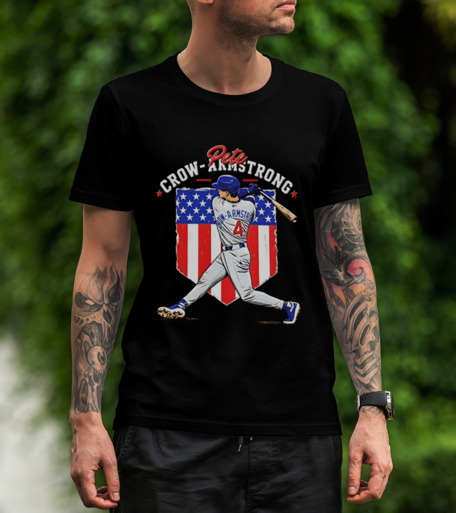 Pete Crow Armstrong Chicago Cubs Baseball 4 American Flag 2026 T-Shirt