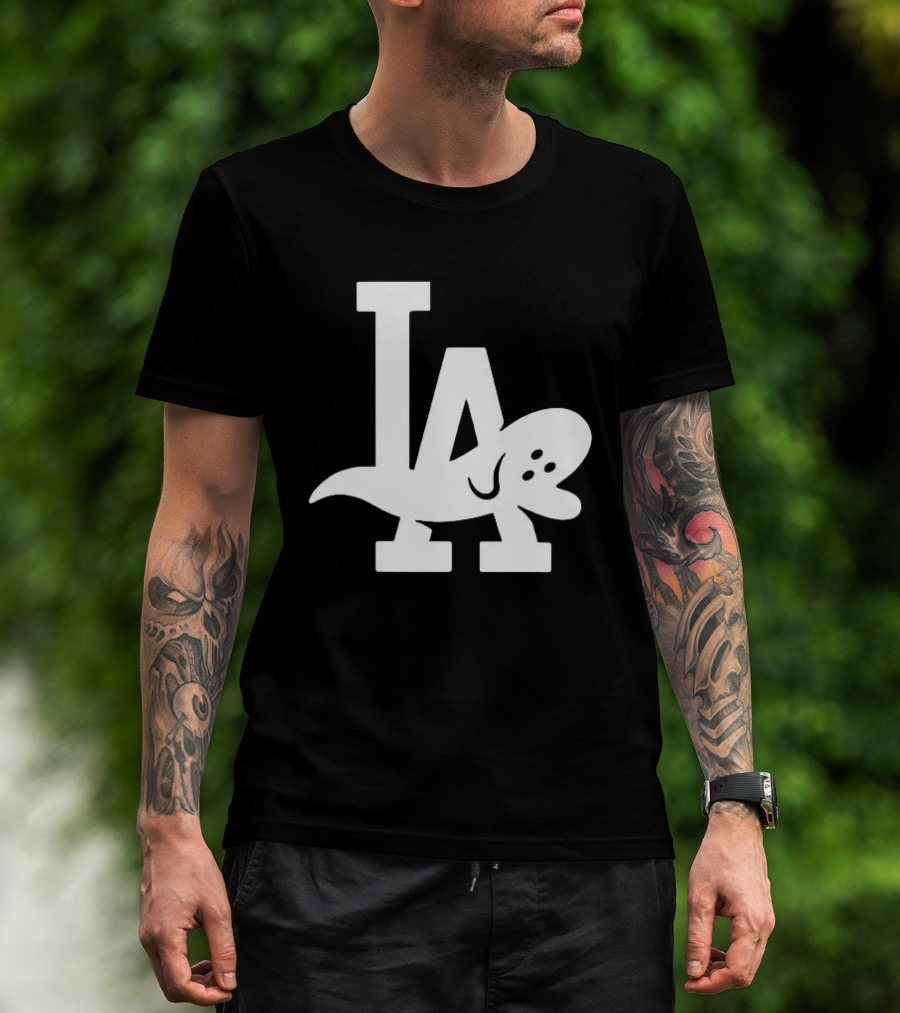 Los Angeles Dodgers LA Ghost Logo Halloween T-Shirt
