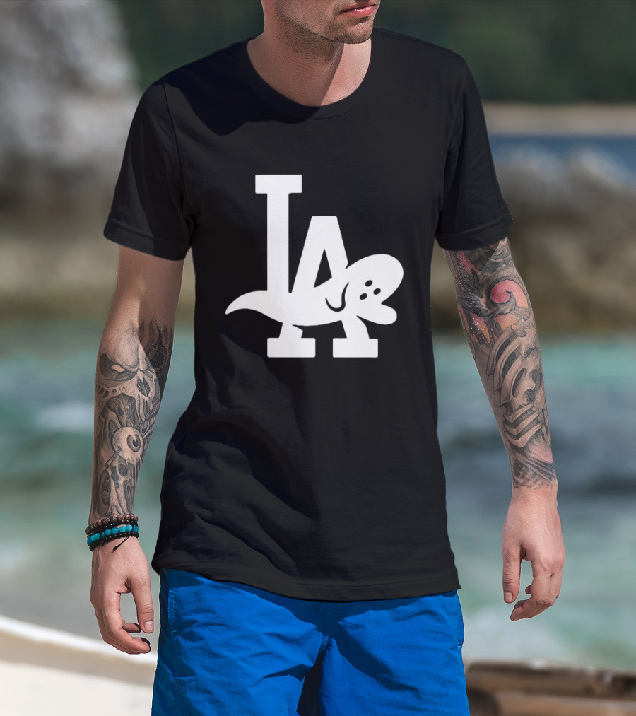 Los Angeles Dodgers LA Ghost Logo Halloween T-Shirt