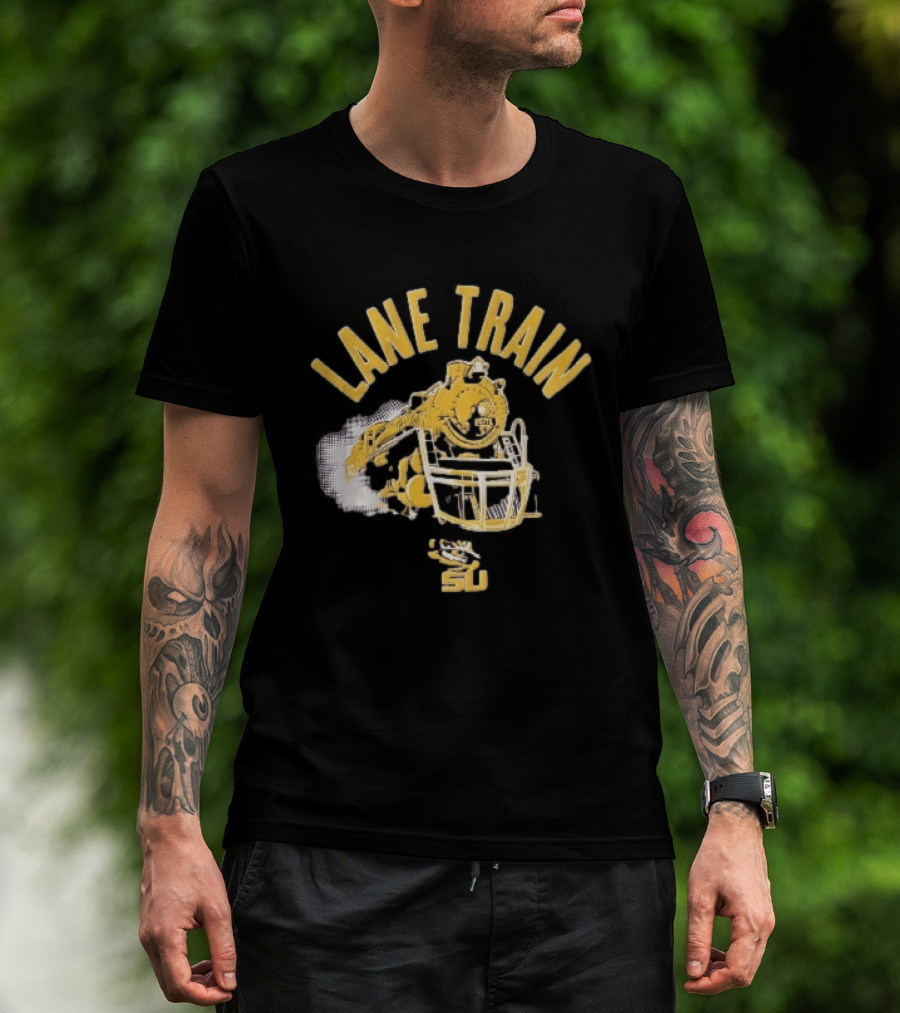 Lane Train Yellow Steam Lsu Tigers NCAA Locomotive Helmet Smoke T-Shirt