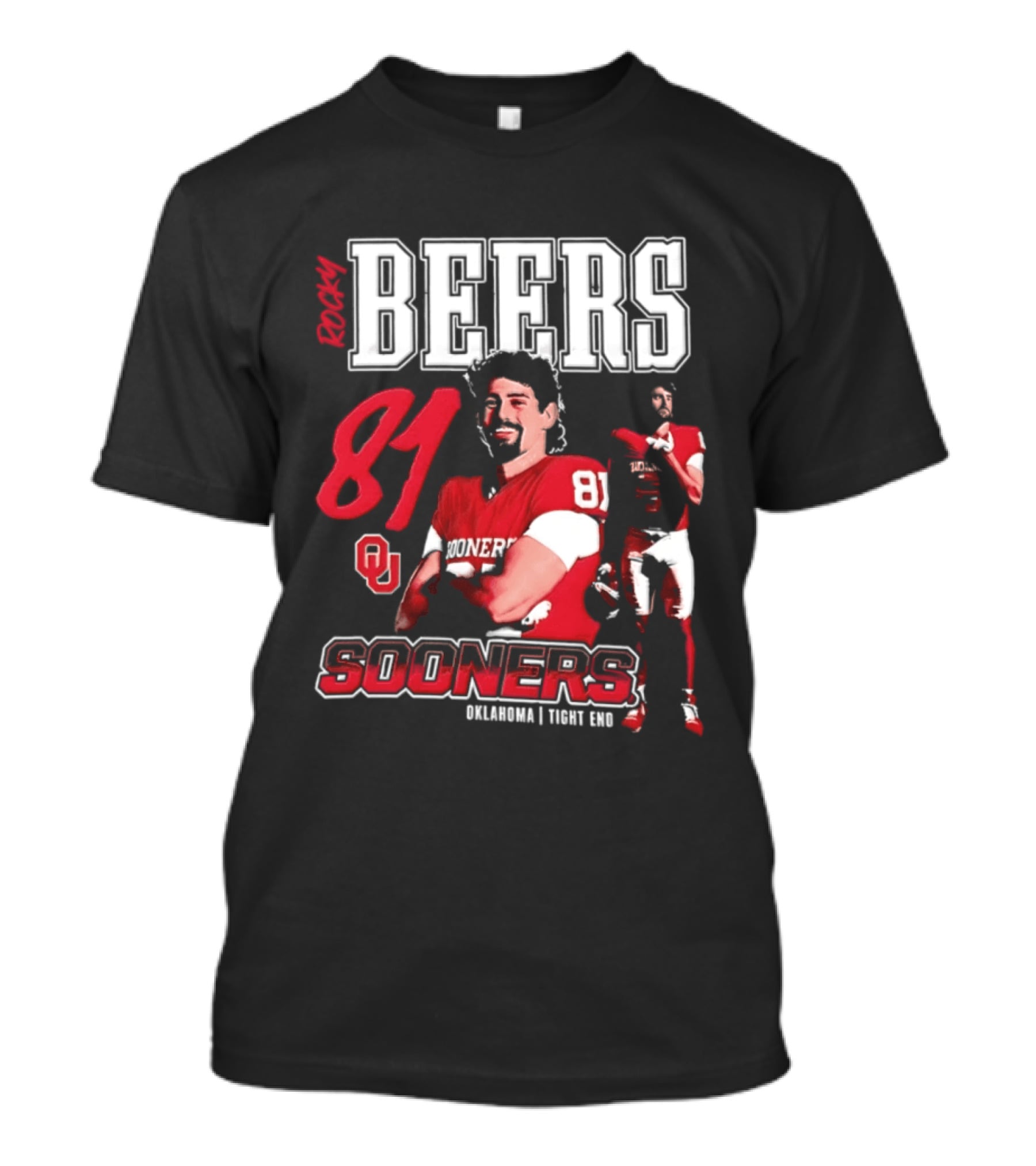 Rocky Beers 81 Oklahoma Sooners Tight End Football Team T-Shirt