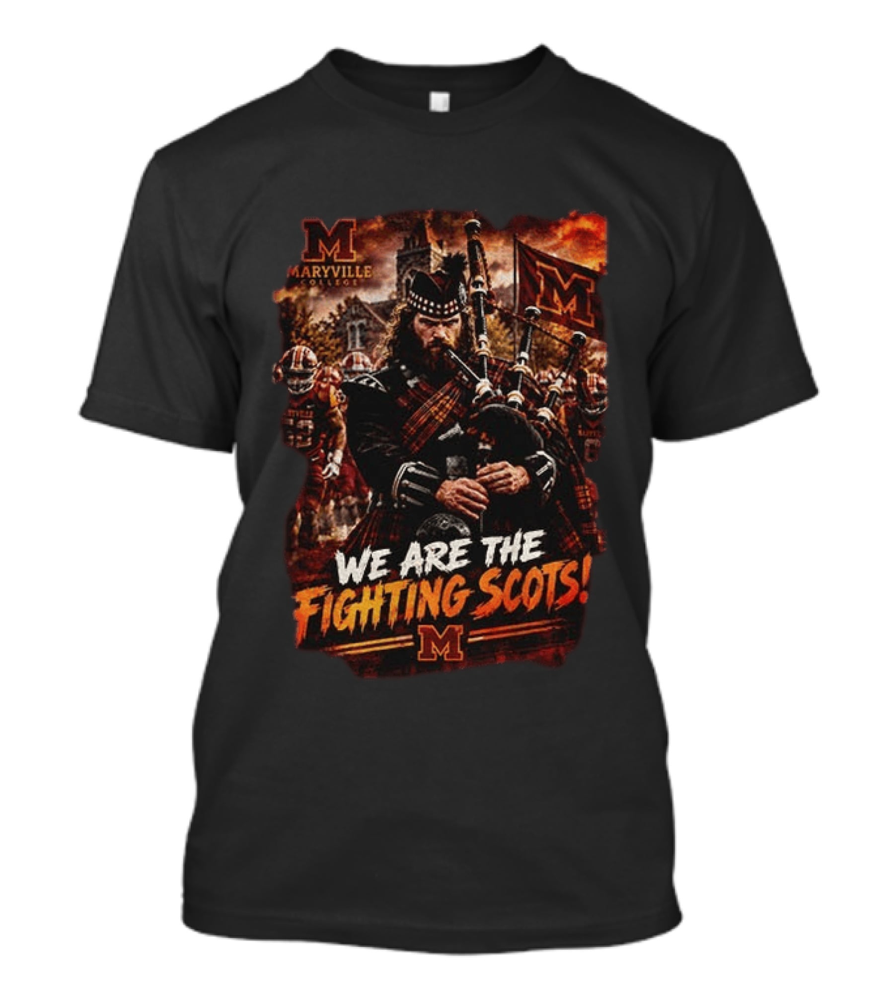 Maryville College We Are The Fighting Scots Bagpiper And Team Spirit T-Shirt