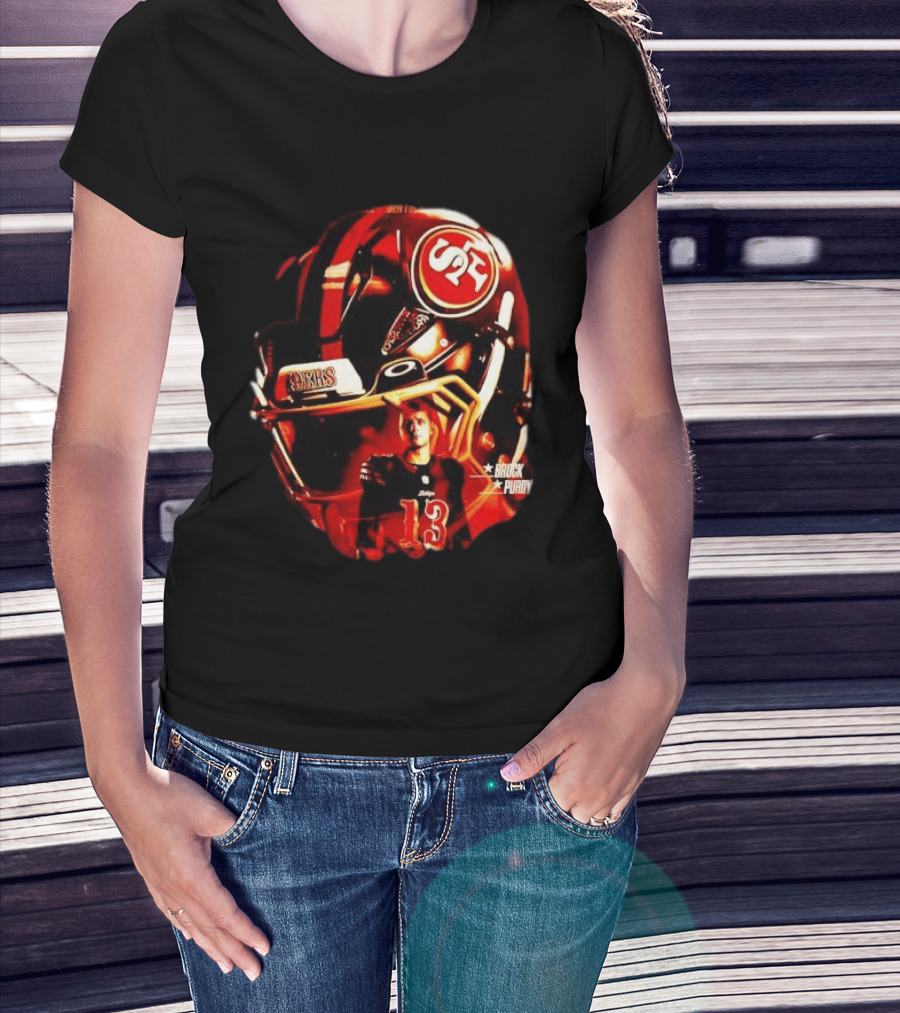 San Francisco 49ers Brock Purdy 13 Football Helmet NFL Night T-Shirt
