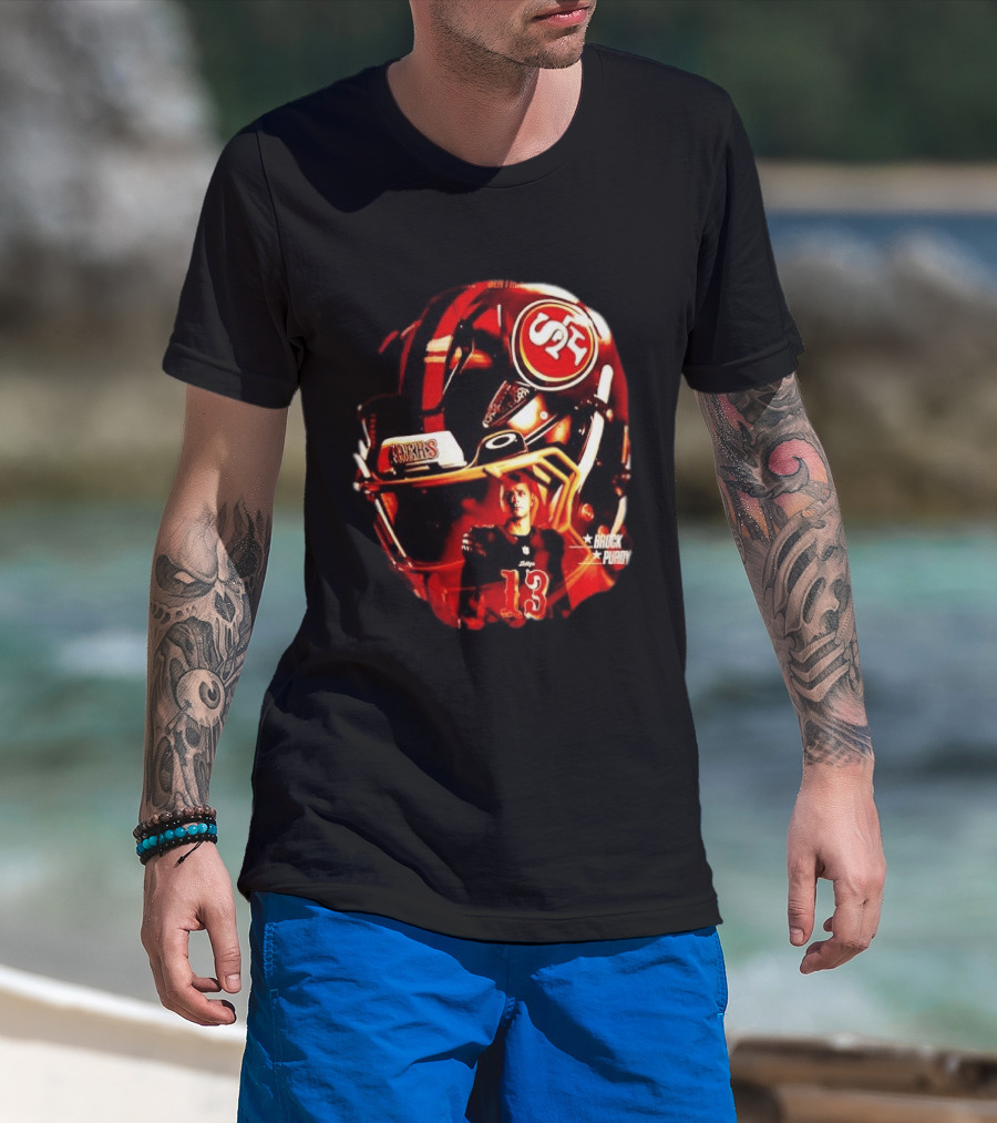 San Francisco 49ers Brock Purdy 13 Football Helmet NFL Night T-Shirt