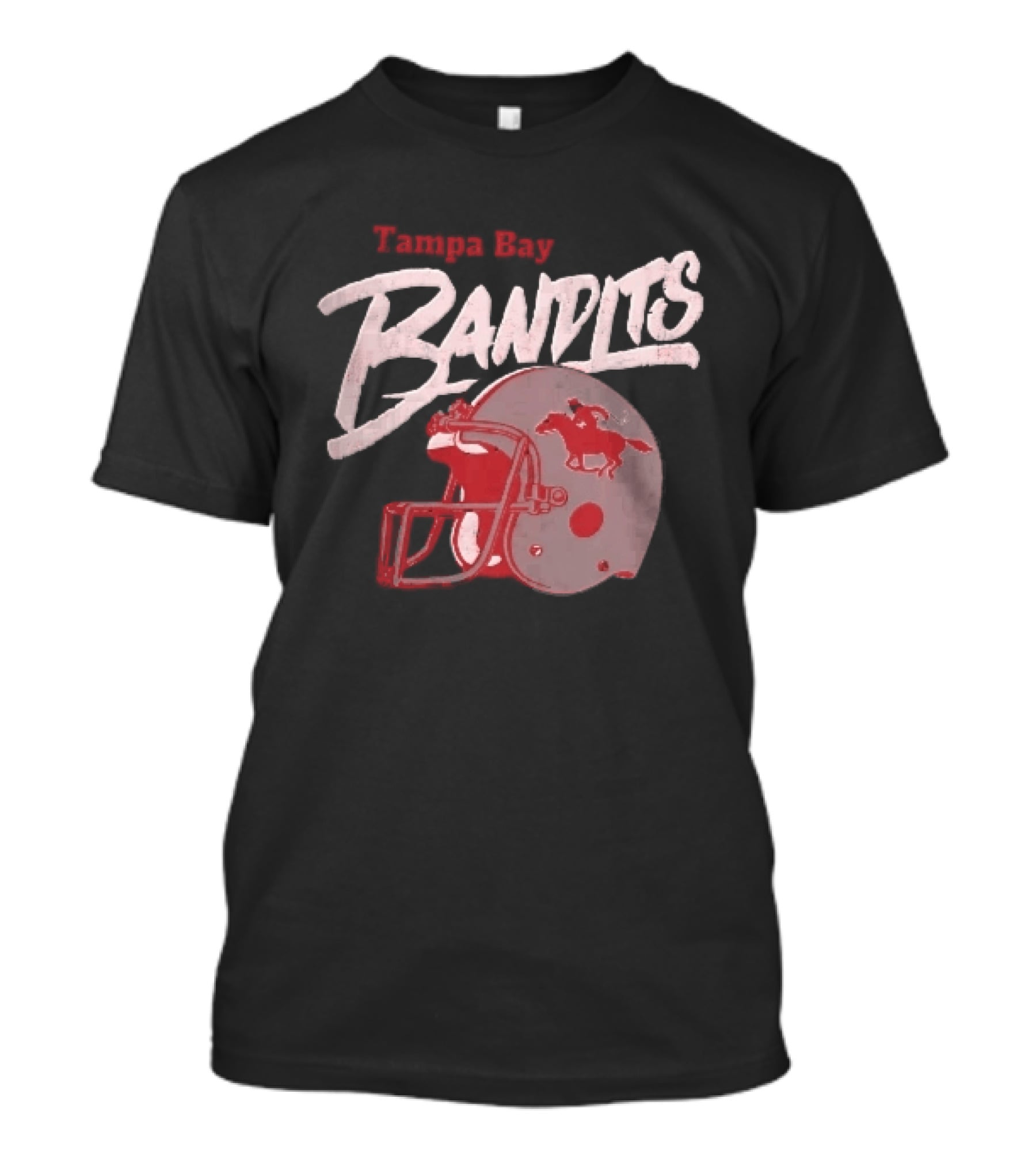 Tampa Bay Bandits Football Helmet Horseback Rider Distressed T-Shirt
