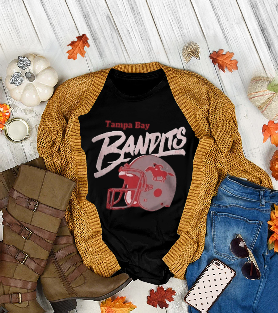 Tampa Bay Bandits Football Helmet Horseback Rider Distressed T-Shirt