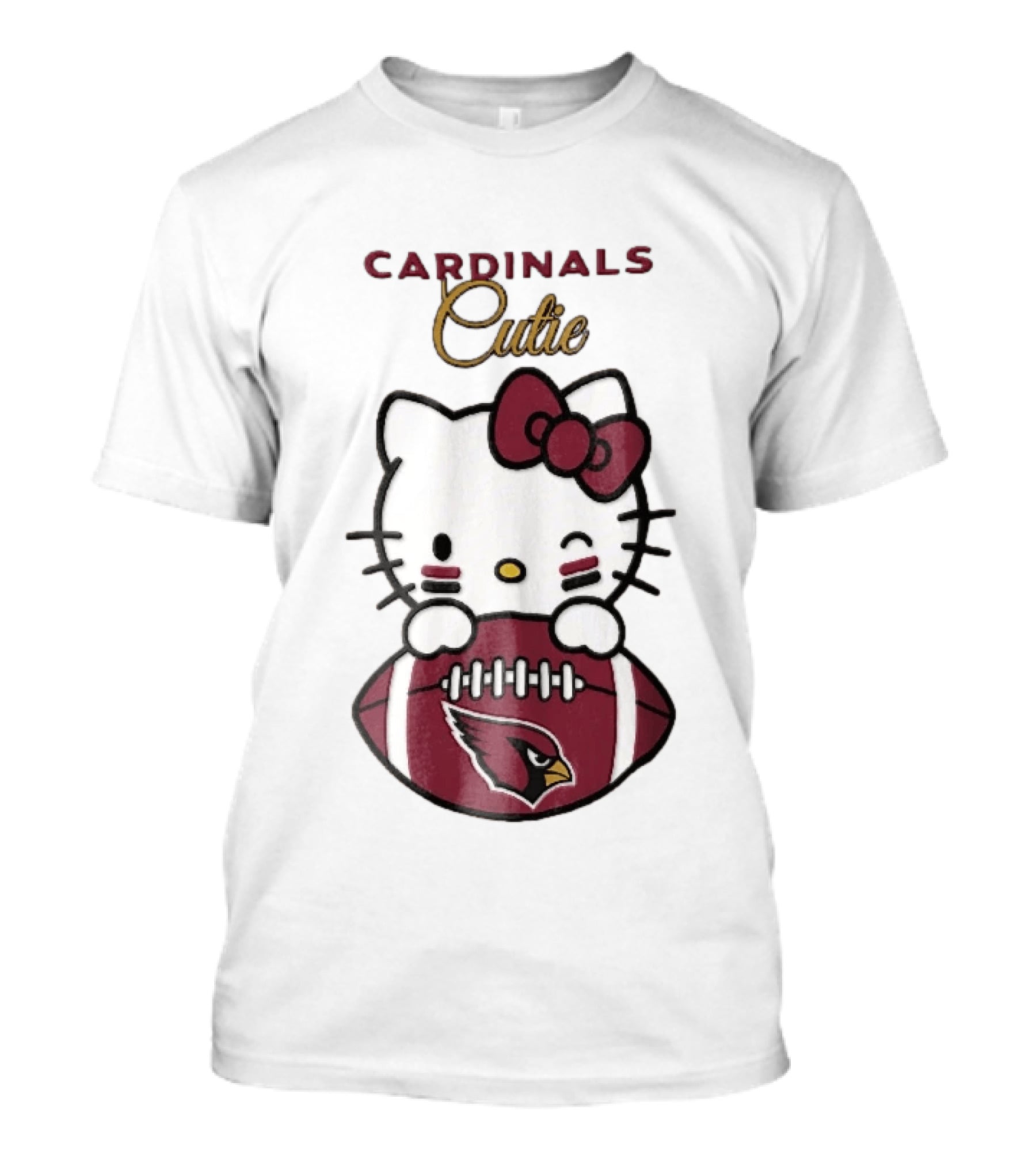 Cardinals Cutie Winking Cartoon Cat Holding Football With Arizona Cardinals T-Shirt