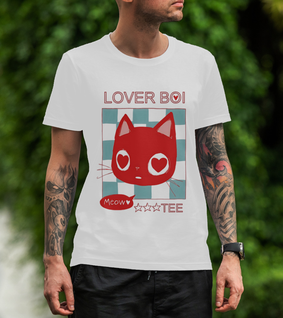 Lover Boi Meow Red Cat Star T-Shirt