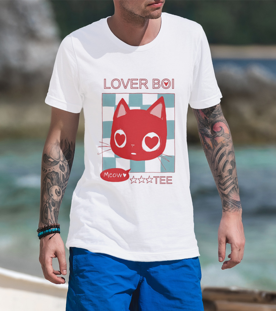 Lover Boi Meow Red Cat Star T-Shirt