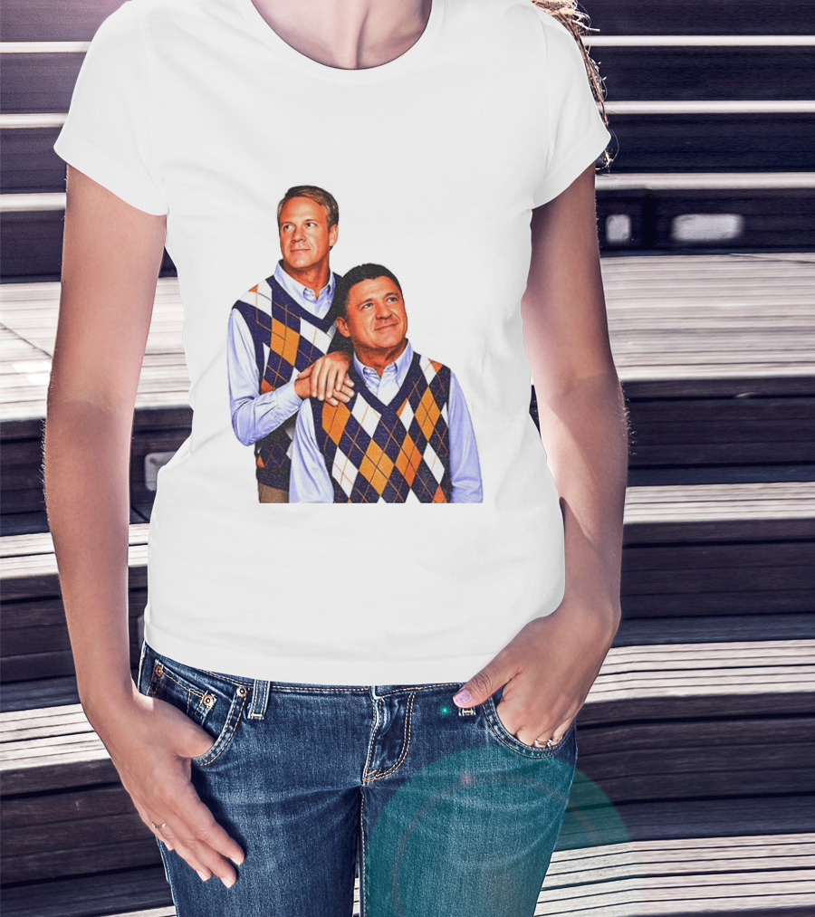 LSU Coaches Step Brothers Argyle Sweater Lane Kiffin T-Shirt