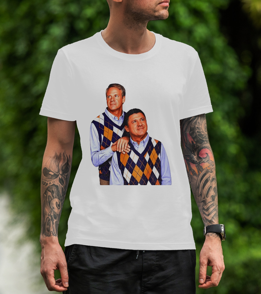 LSU Coaches Step Brothers Argyle Sweater Lane Kiffin T-Shirt