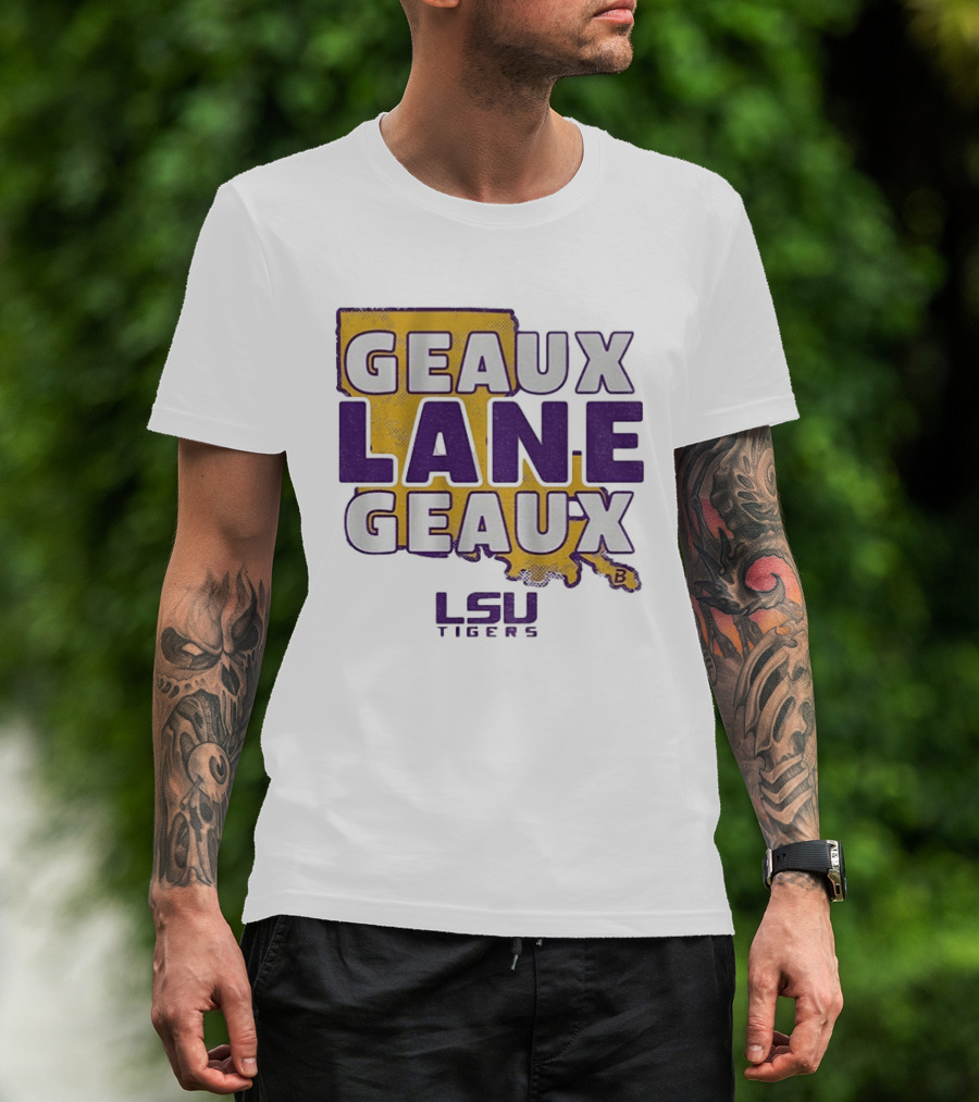 LSU Tigers Geaux Lane Geaux Football Louisiana Map T-Shirt