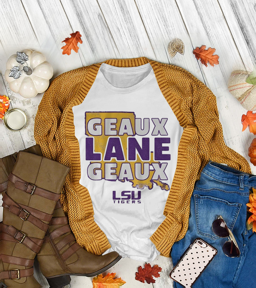 LSU Tigers Geaux Lane Geaux Football Louisiana Map T-Shirt
