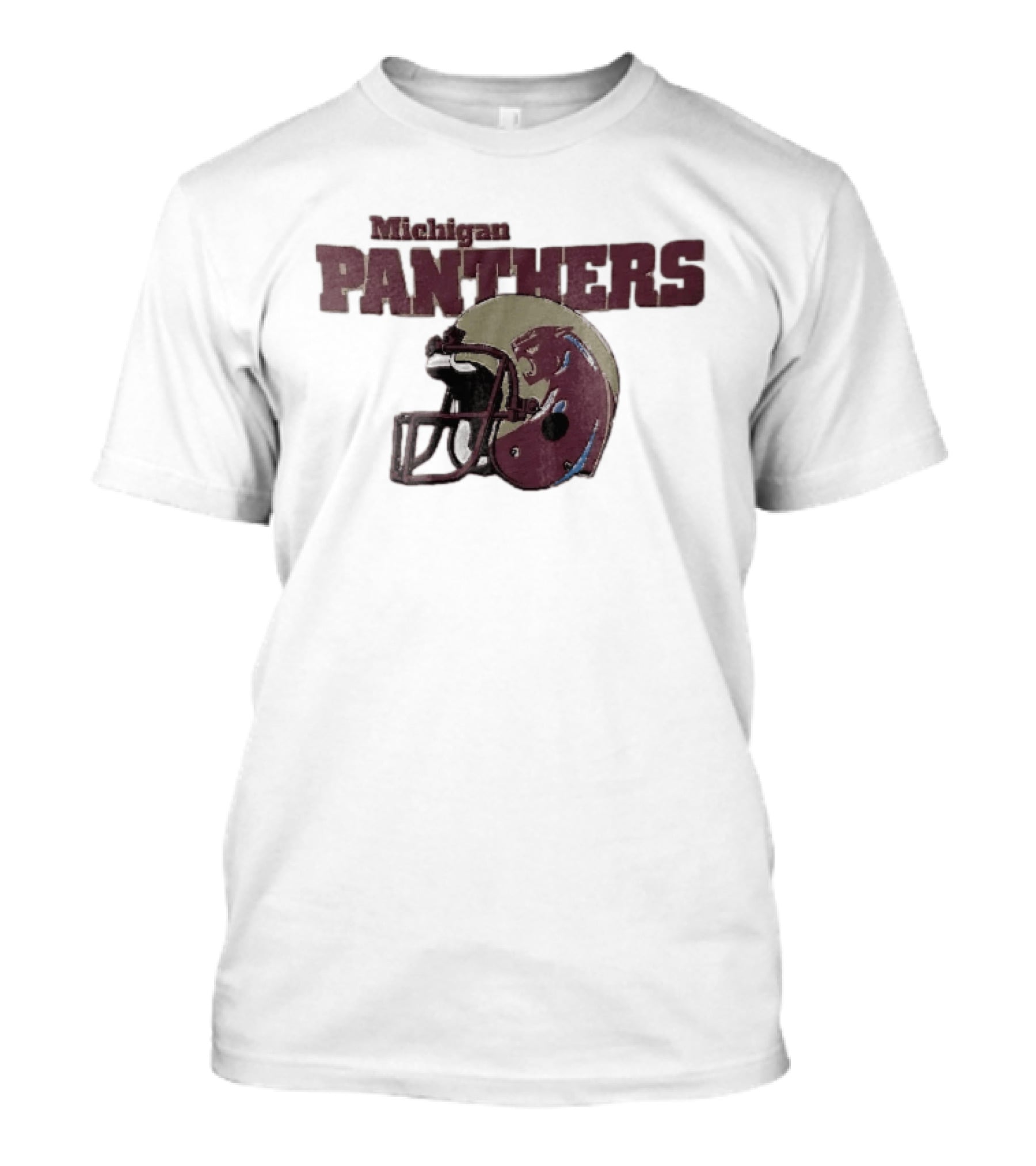 Panthers Vintage Helmet With Michigan Team Name Distressed T-Shirt