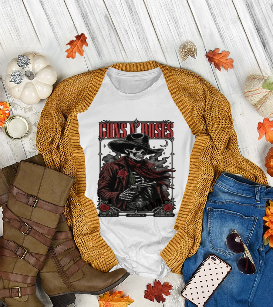 Guns N' Roses Skeleton Cowboy Globe Life Field Arlington TX September 9 2026 T-Shirt