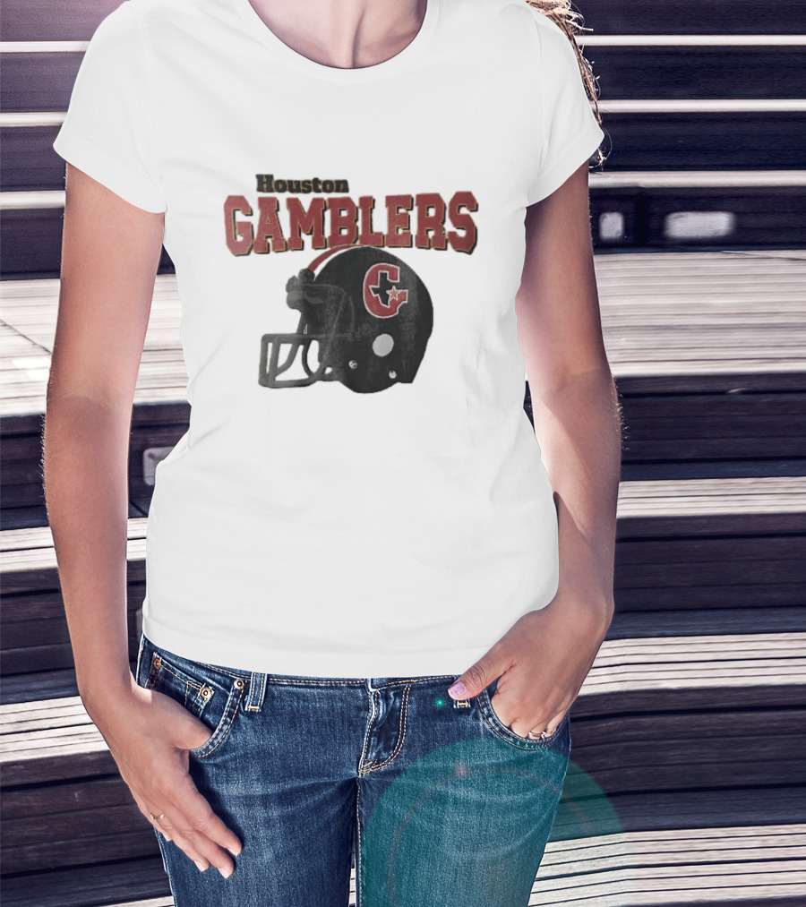 Houston Gamblers Distressed Football Helmet T-Shirt