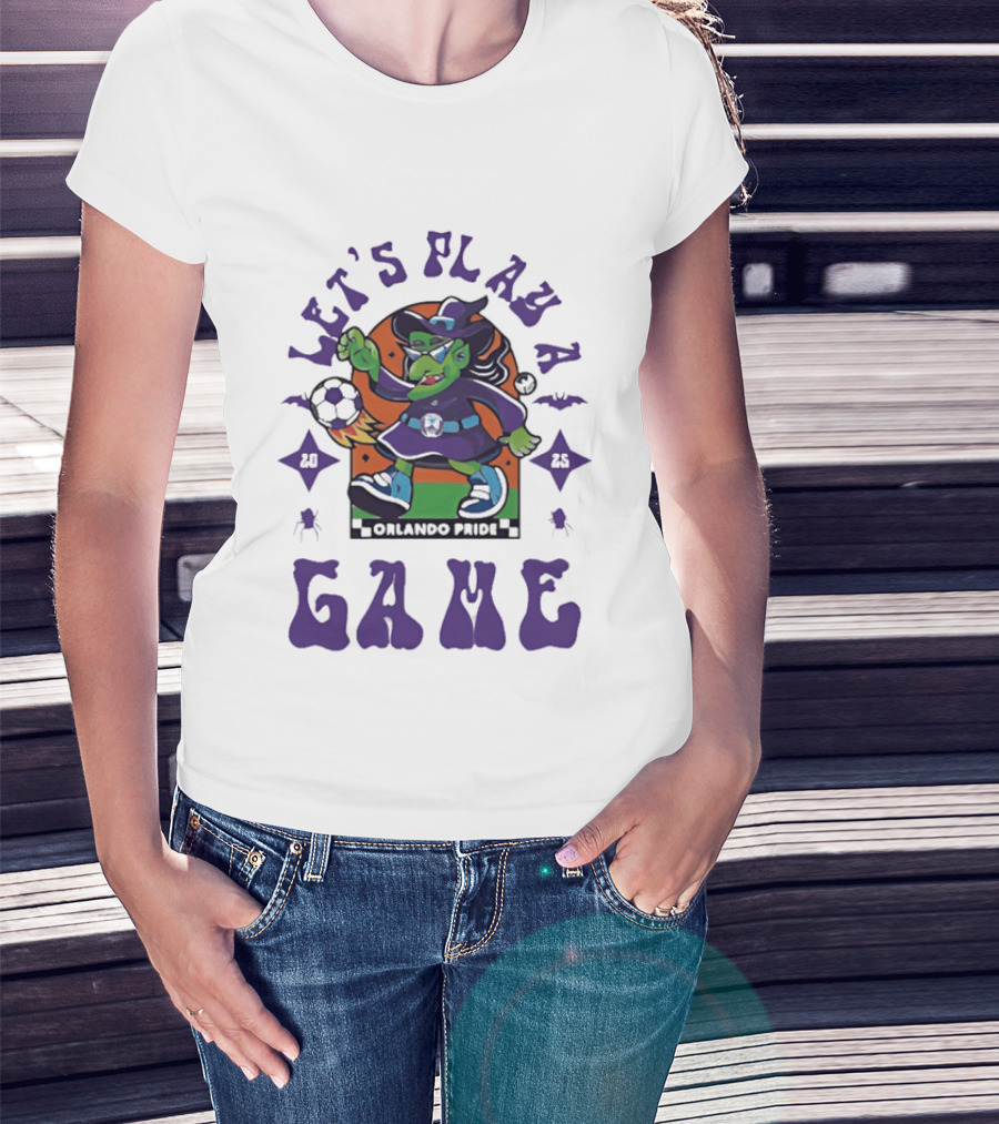 Orlando Pride Spooky Season 2025 Let's Play A Game Witch Soccer T-Shirt