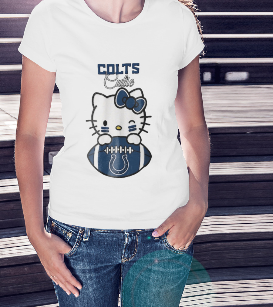 Indianapolis Colts Cutie Cartoon Cat Football Bow T-Shirt