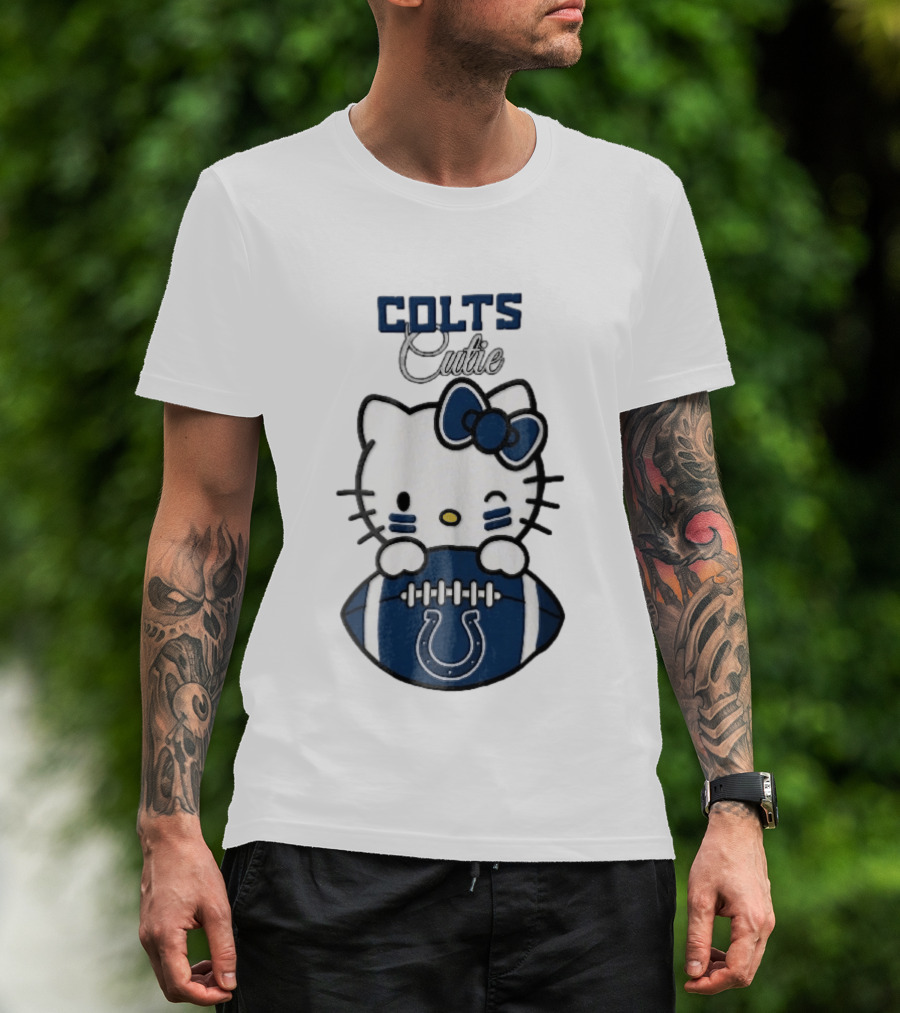 Indianapolis Colts Cutie Cartoon Cat Football Bow T-Shirt
