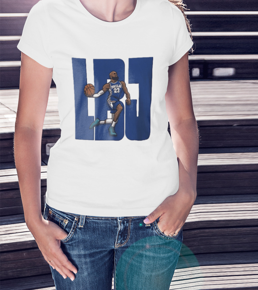 Philadelphia 76ers Phila 23 Cartoon Caricature Basketball Player Dribbling Lbj T-Shirt