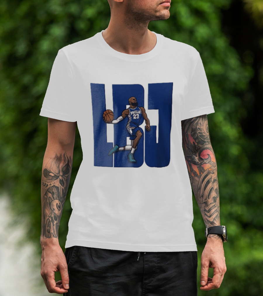 Philadelphia 76ers Phila 23 Cartoon Caricature Basketball Player Dribbling Lbj T-Shirt