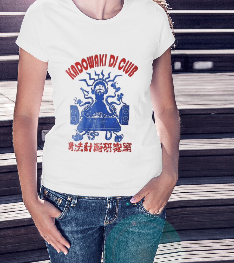 Kadowaki Dj Club Blue Octopus Turntable Brain Headphones Speakers 2024 T-Shirt