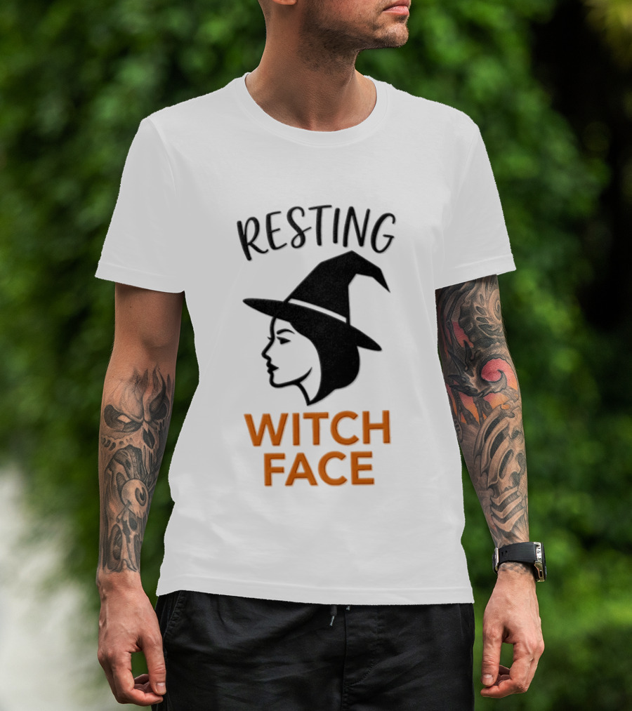 Resting Witch Face Halloween Witch Hat T-Shirt
