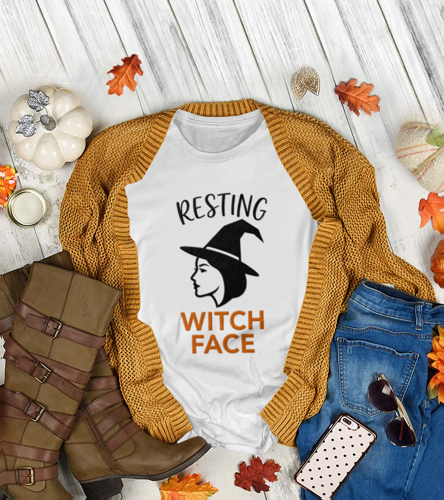 Resting Witch Face Halloween Witch Hat T-Shirt