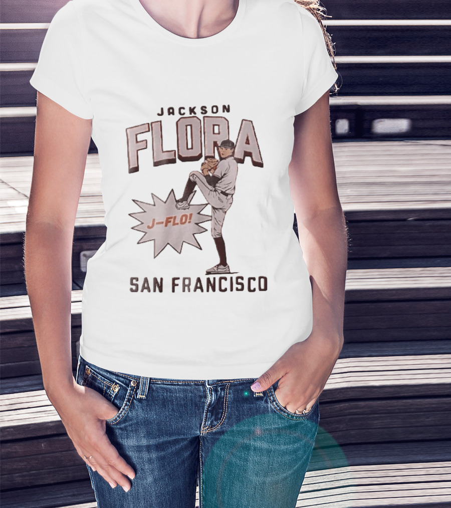 Jackson Flora J Flo Baseball Pitcher San Francisco Starburst T-Shirt