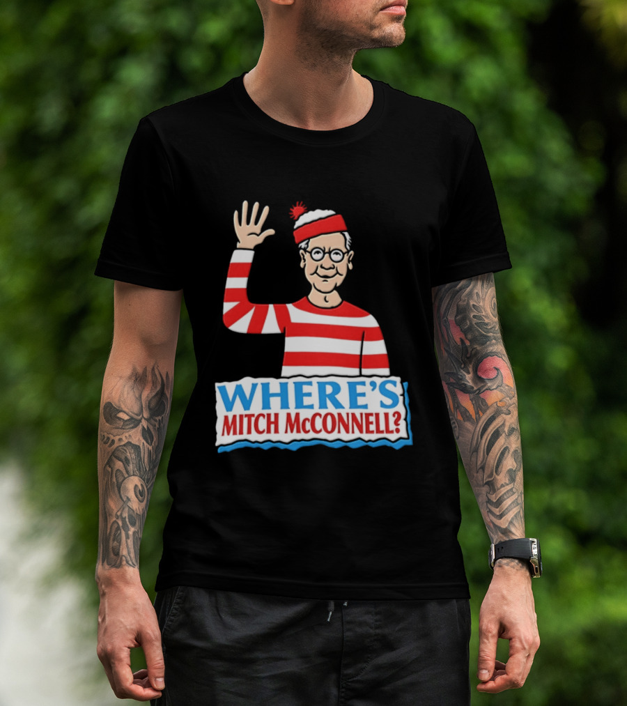 Where's Mitch McConnell Red White Stripes Waving T-Shirt