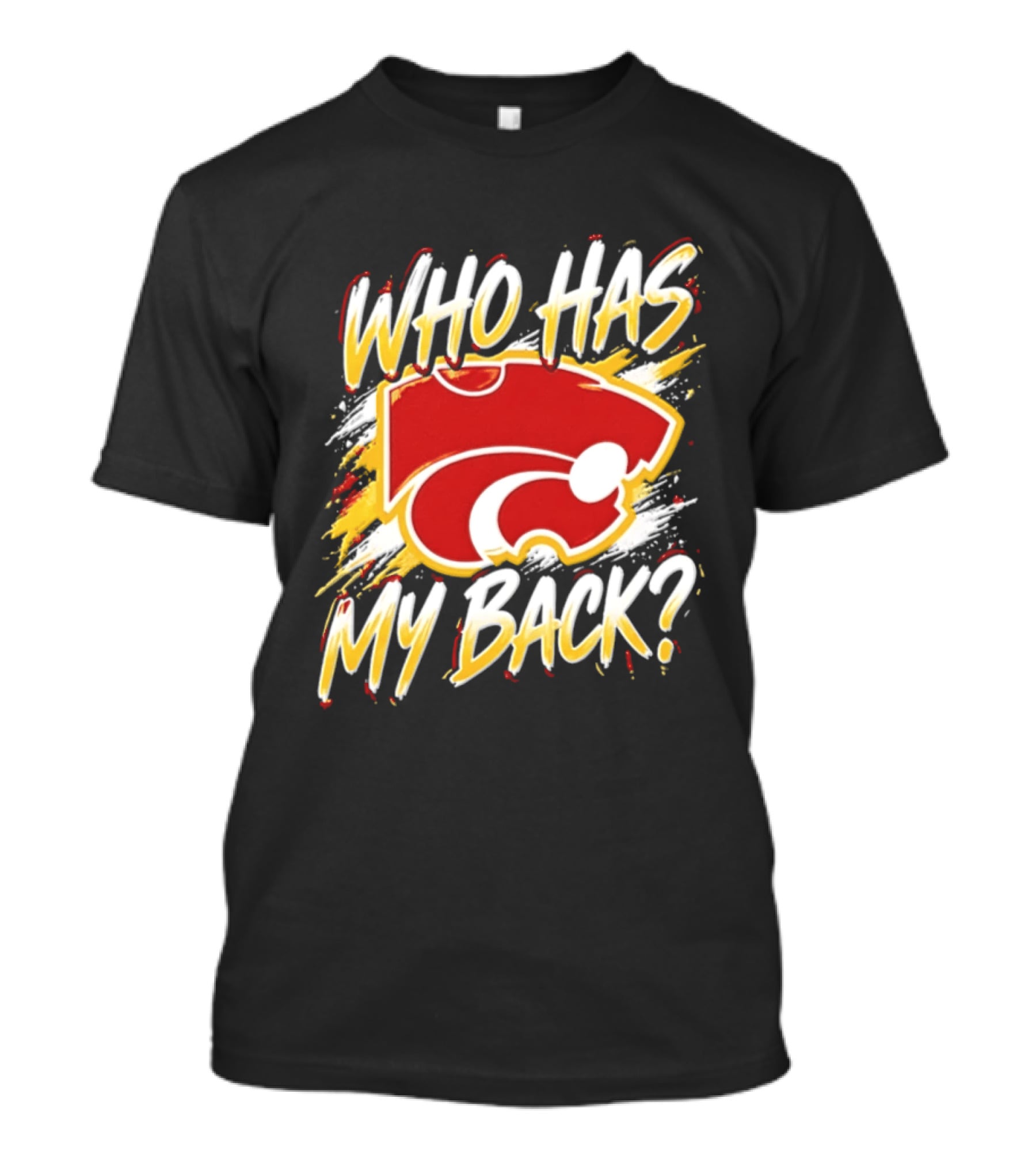 Wildcat Who Has My Back Bold Red And White Paw Print T-Shirt